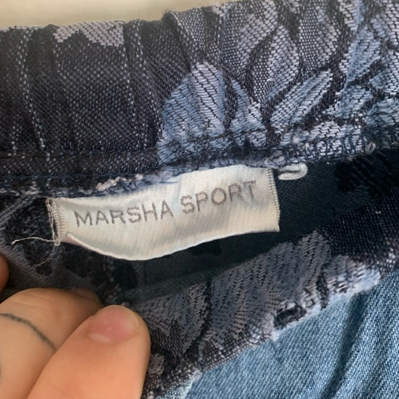 Floral Trim Drawstring Baggy Denim Pants Medium/Large - Picture 3 of 6